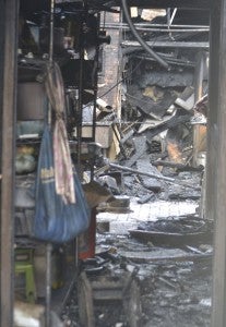 The interior of The Parish Grill was heavily charred.